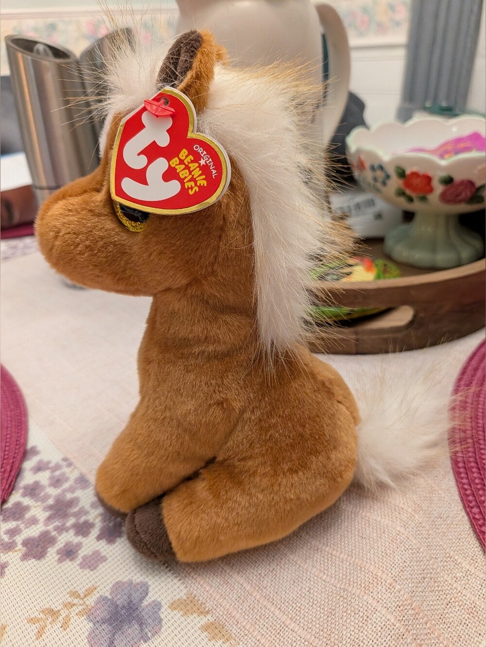Ty Plush Brown Horse with White Mane and Tail